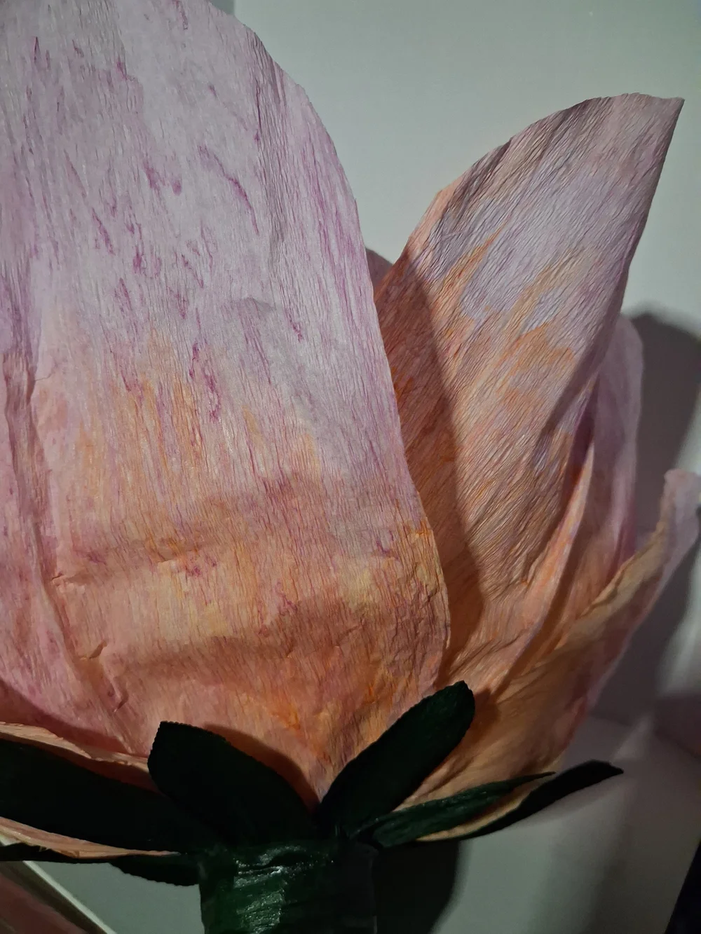 Handcrafted Italian Crepe Paper Flower Hanging Lamp - Pink & Coral Watercolor